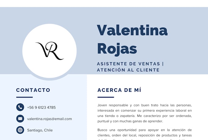design and write your CV, ideal for stores and retail